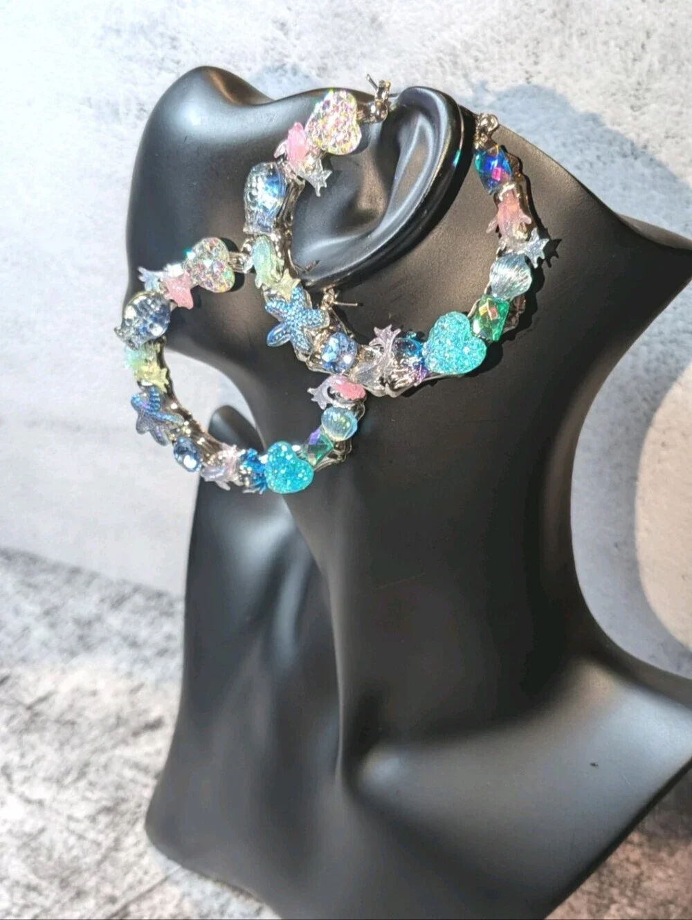 Sea Treasures-Hand Crafted Large Hoop Earrings